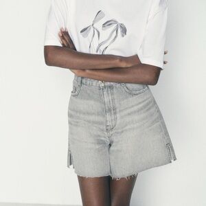 ZARA GREY DENIM SHORTS 10